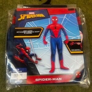 Marvel Spiderman Child Large 10-12 Costume Spandex Zentai Suit Mask Jazwares